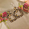 Nura Rhinestones Droplet Earrings- Black