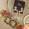 Nura Rhinestones Droplet Earrings- Black