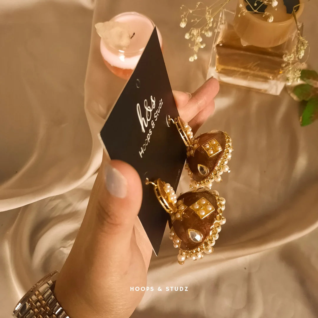 Meenakari Jhumky- Brown