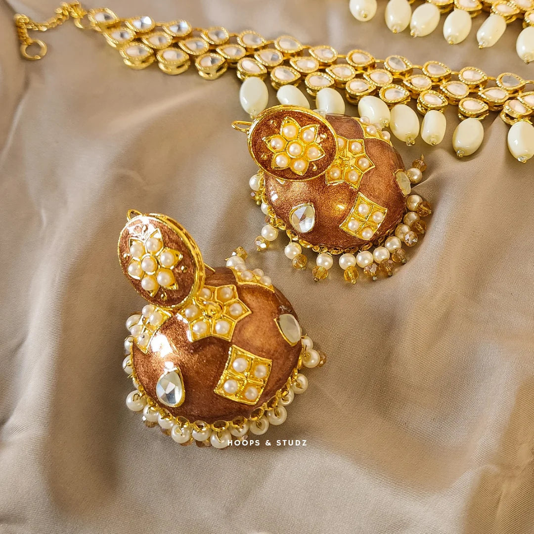 Meenakari Jhumky- Brown