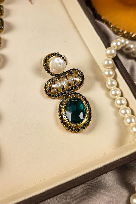 Dur e Shehwar MOP Choker Jewelry Set - Green & White