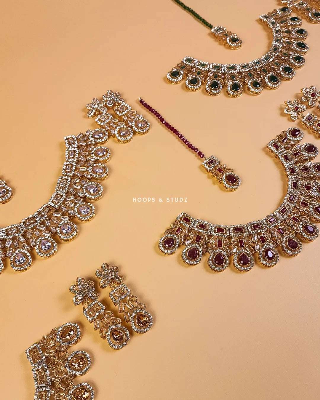 Seeya Zircon Bridal Set - Maroon