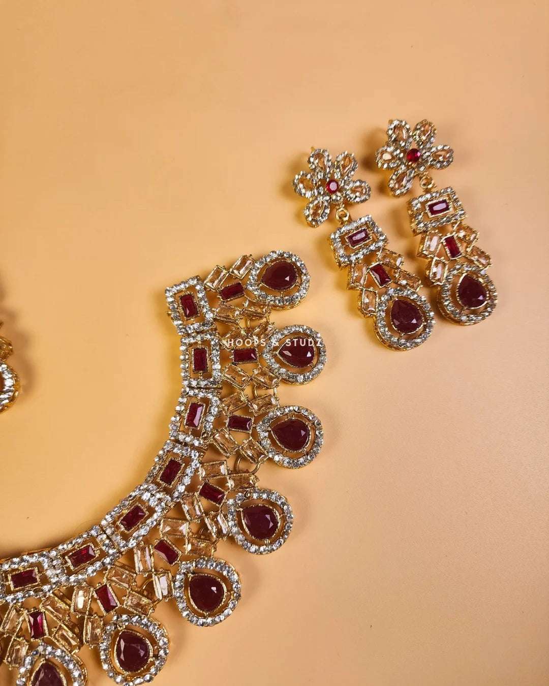 Seeya Zircon Bridal Set - Maroon