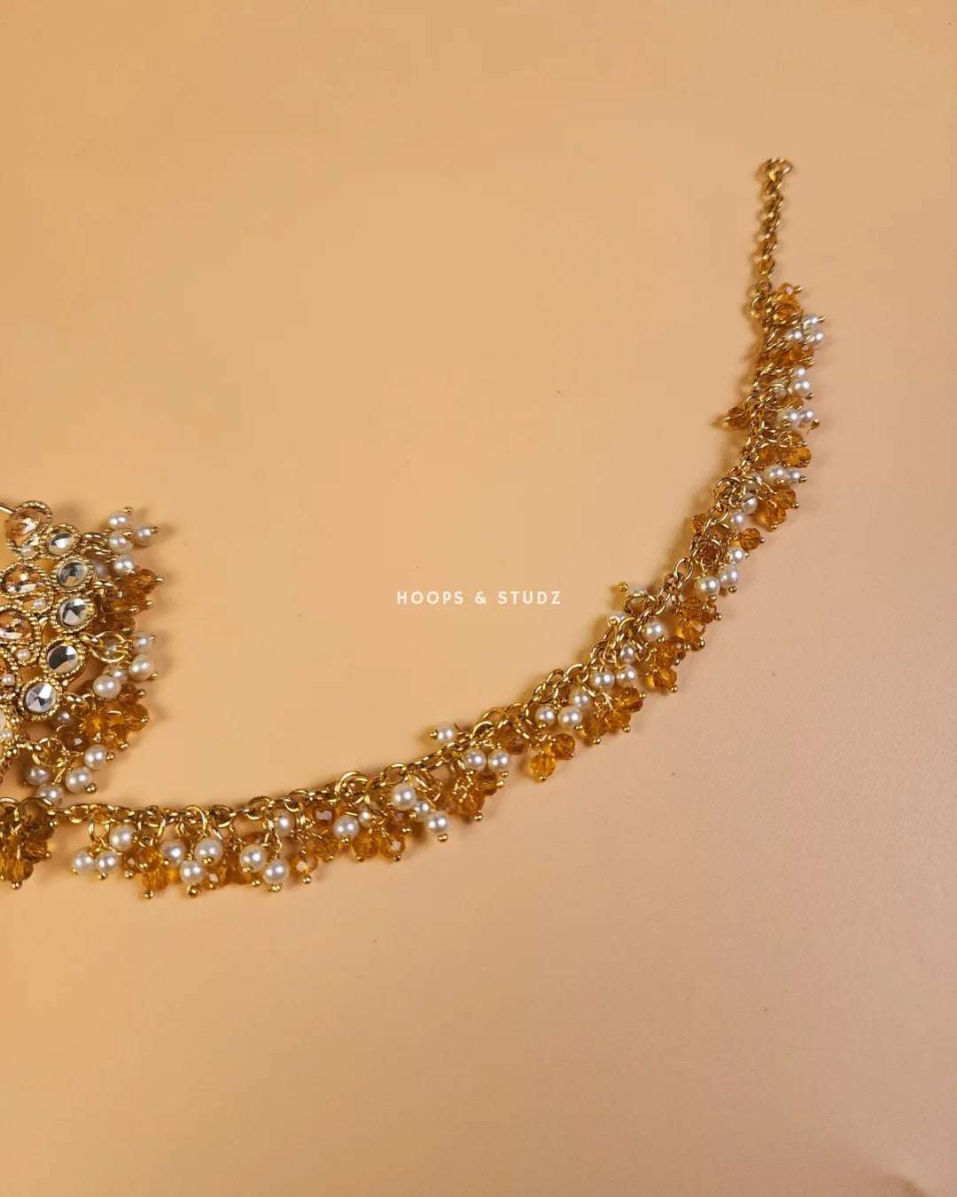 Maleeha Bridal Nose Ring - Pierced Nose - Champagne