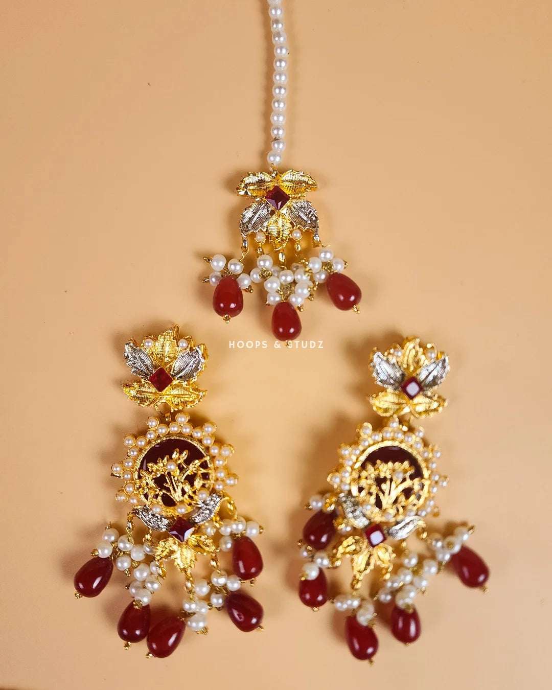 Kehkehshaan Choker Set - Maroonish Red