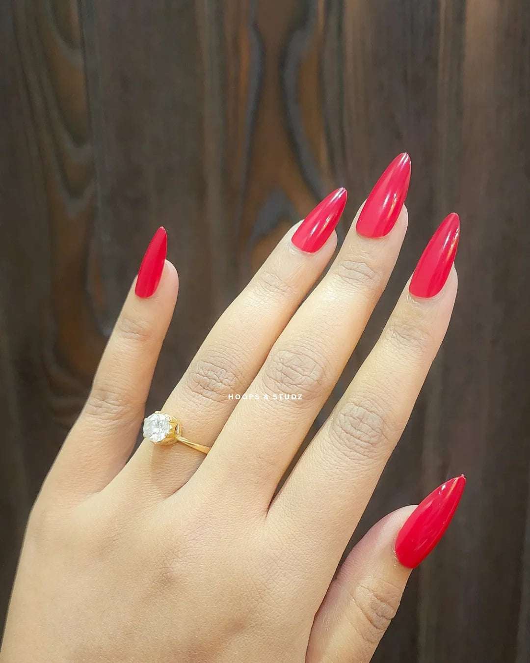 Rose Red Matte Almond Shape Press on Nails - N004