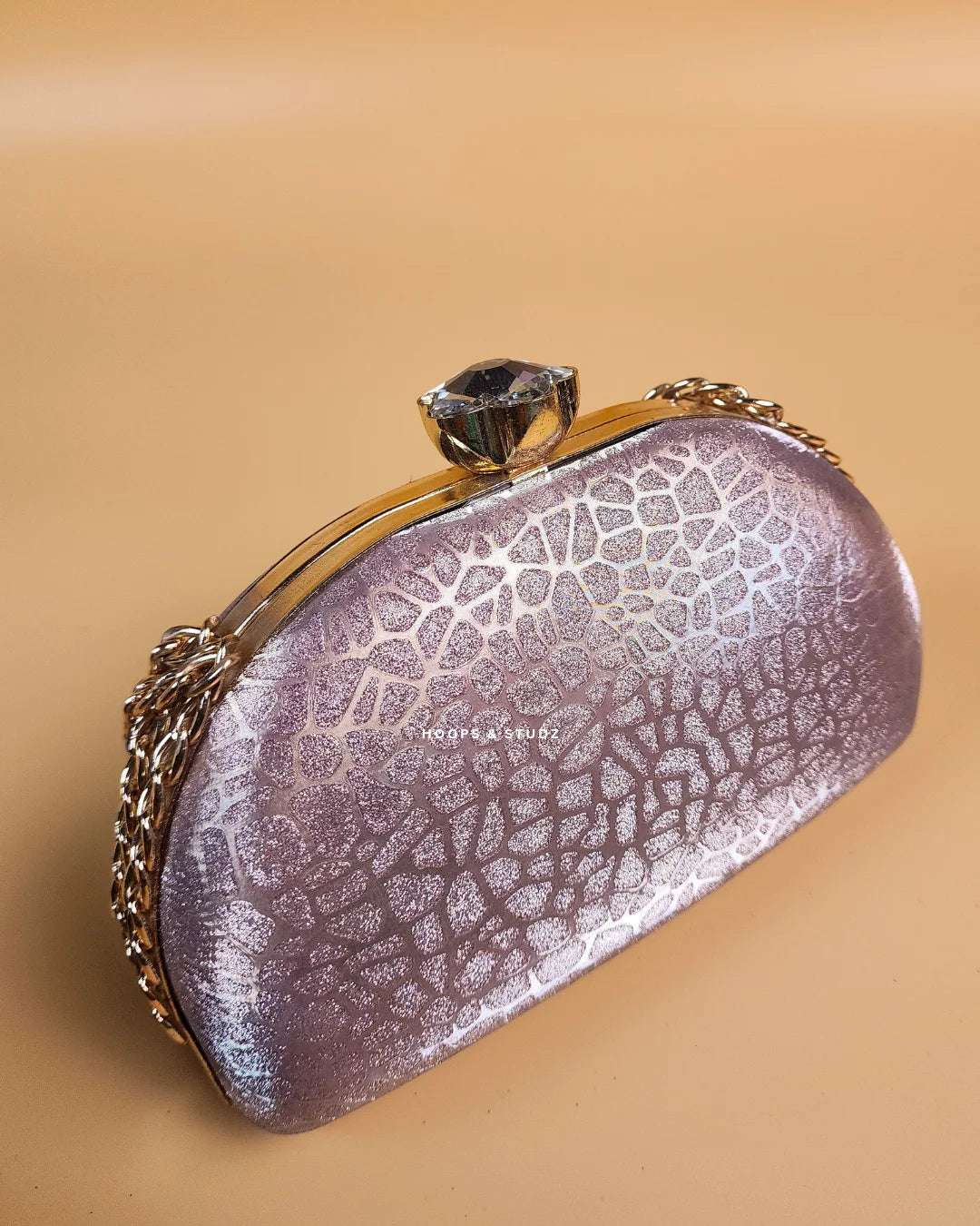 Veronica Shimmery Powder Pink Fancy Women Clutch