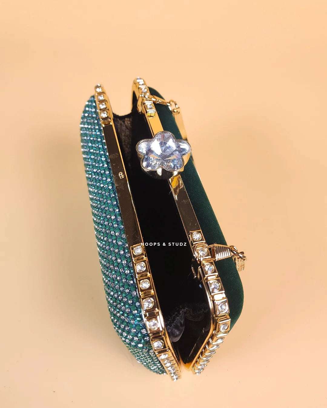 Emma emerald rhinestones two-way clutch