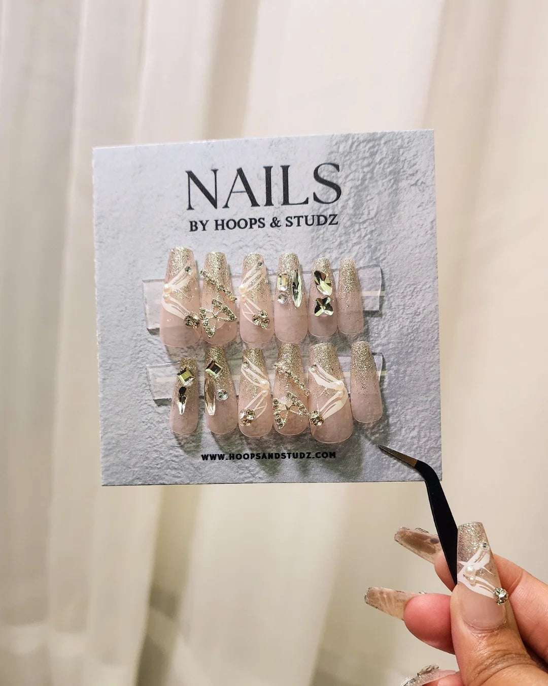 Rhinestones Acrylic Press on Nails - N015