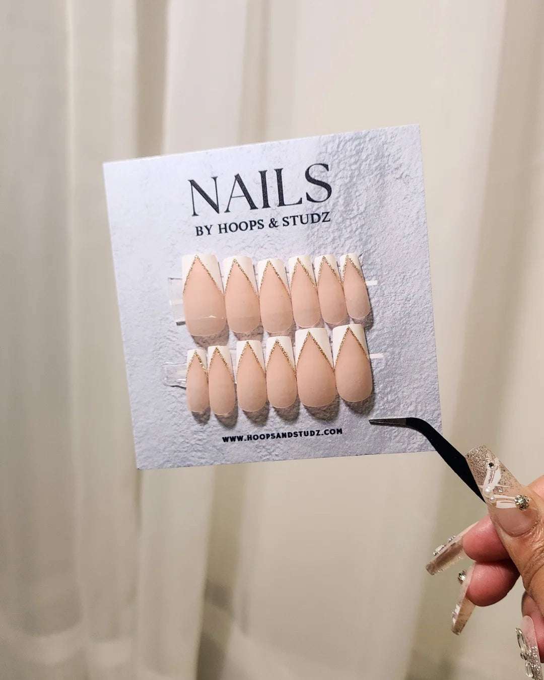 French Tips with Glitters Press on Nails - N017