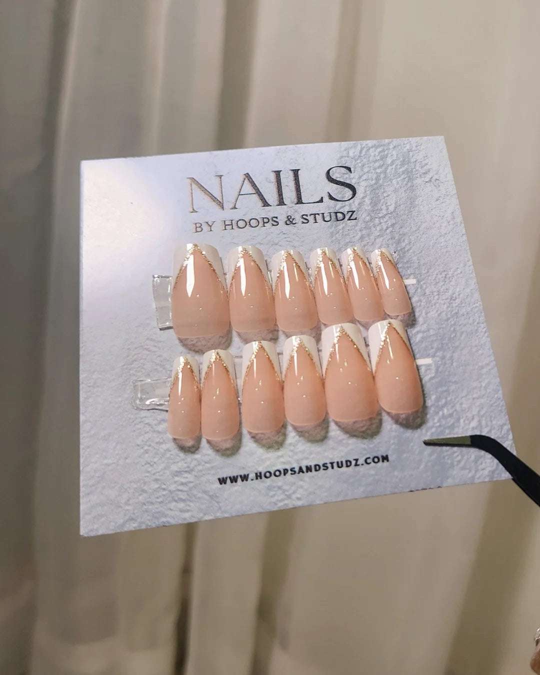 French Tips with Glitters Press on Nails - N017