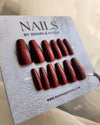 Cat Eye Reflective Long Almond Deep Red Press on Nails - N021