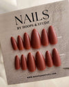 Browm Matte Almond Shape Press on Nails - N010