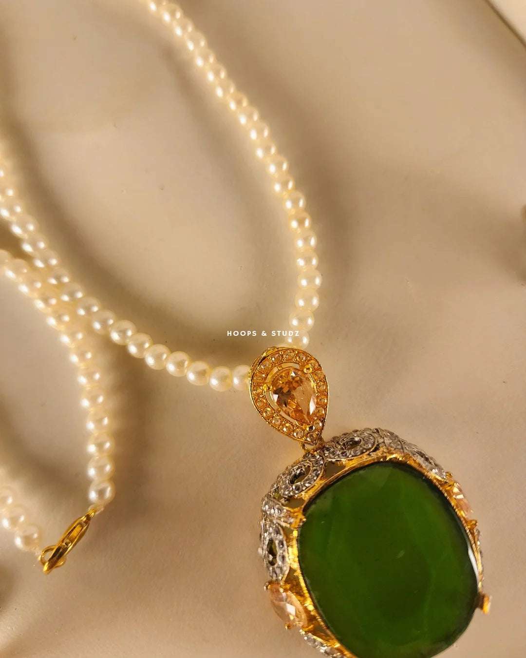 Jashan - Pearl Necklace Set - Green