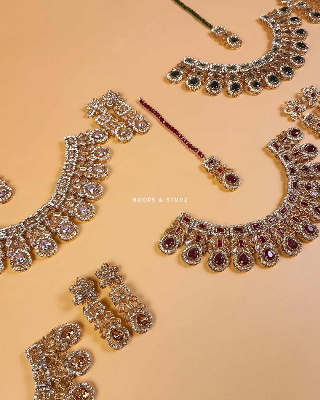 Seeya Zircon Bridal Set - Maroon