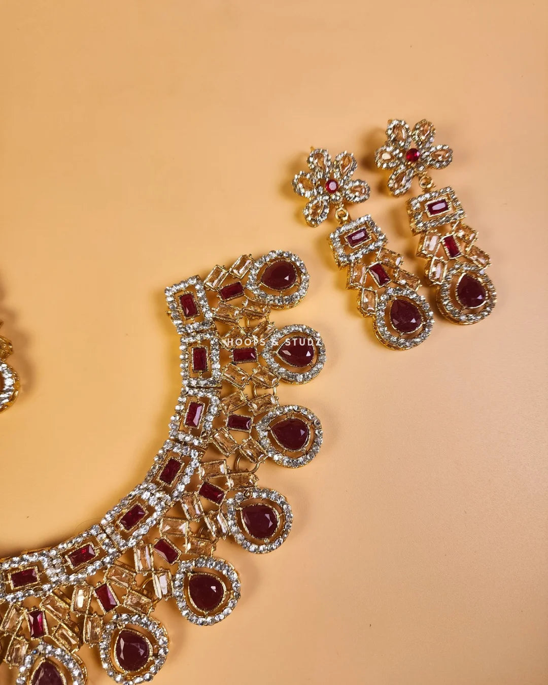 Seeya Zircon Bridal Set - Maroon