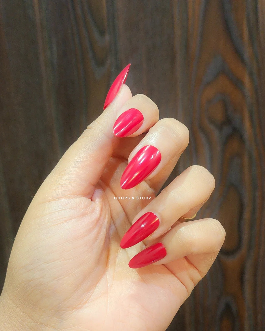 Rose Red Matte Almond Shape Press on Nails - N004