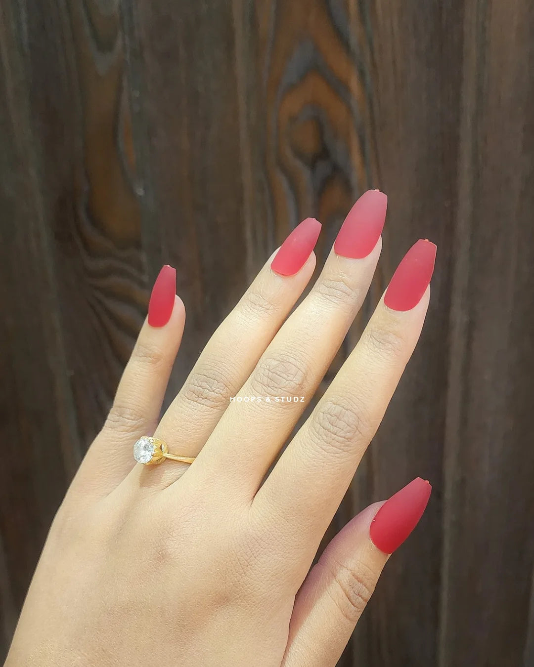 Matte Almond Shape Blood Red Press on Nails - N002