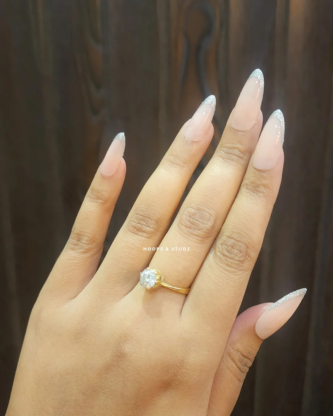 Silver Lining Almond Shape Press on Nails - N013