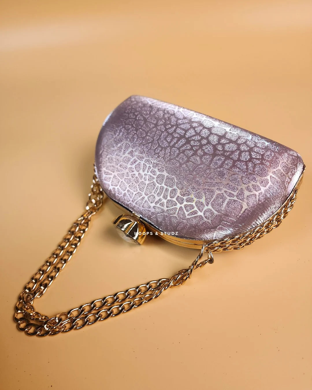 Veronica Shimmery Powder Pink Fancy Women Clutch