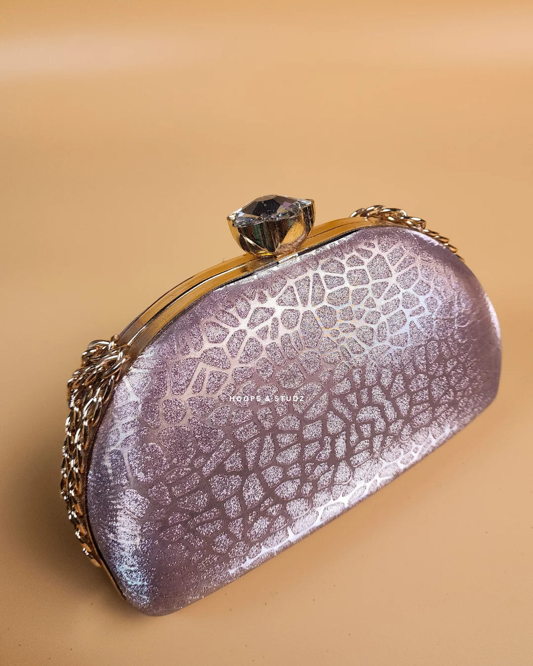 Veronica Shimmery Powder Pink Fancy Women Clutch