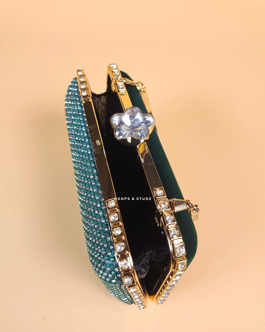 Emma emerald rhinestones two-way clutch
