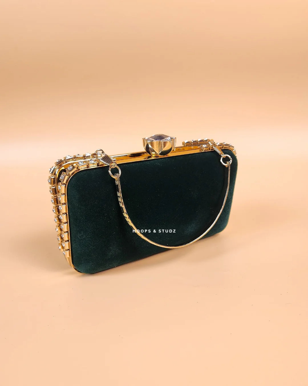 Emma emerald rhinestones two-way clutch