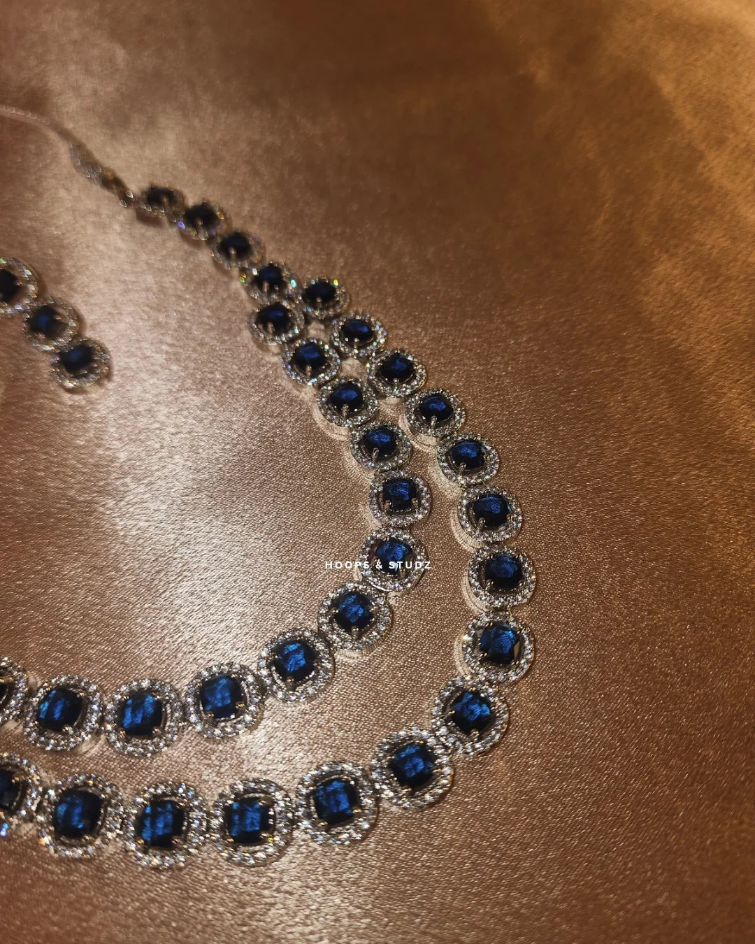 Victoria Double layered Zircon Jewellery Set - Blue