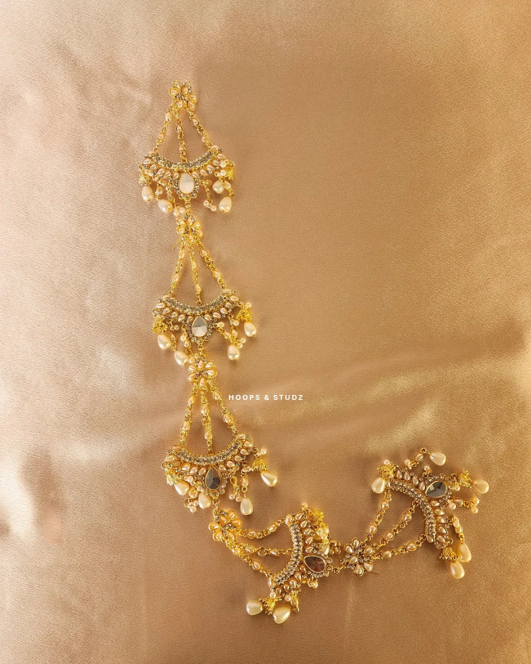 Pearly Kundan Hair Paranda - Head Accessories