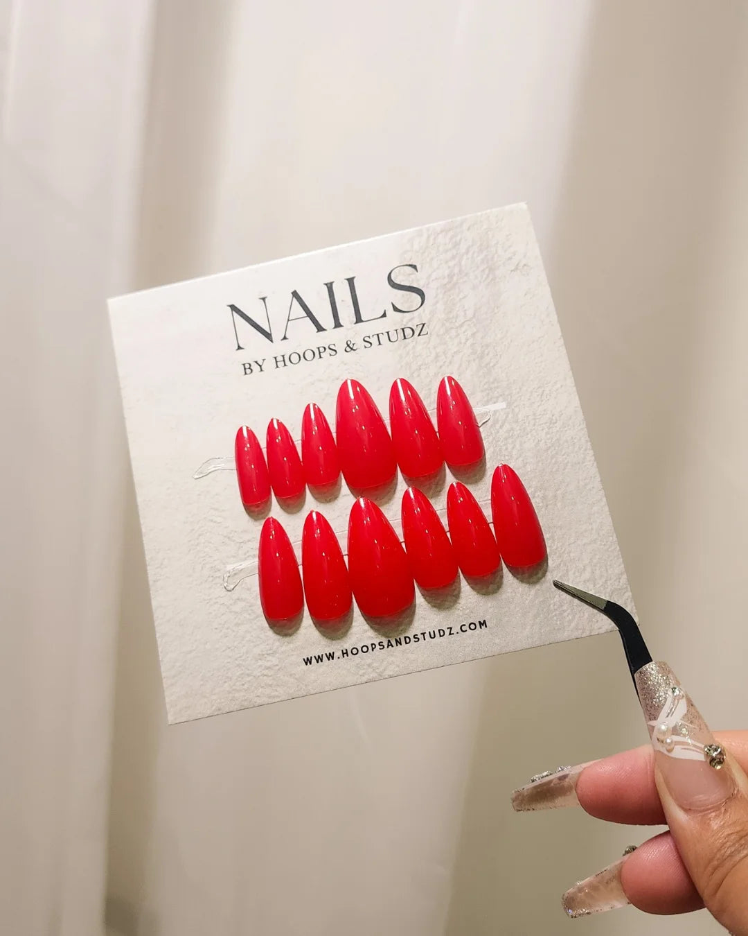 Rose Red Matte Almond Shape Press on Nails - N004