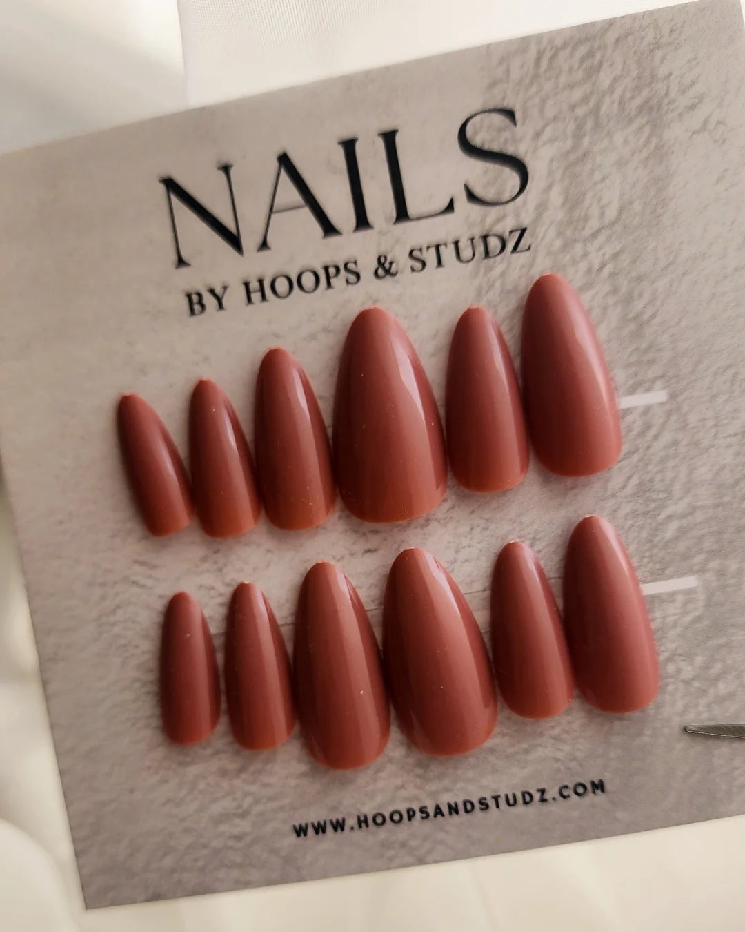Browm Matte Almond Shape Press on Nails - N010