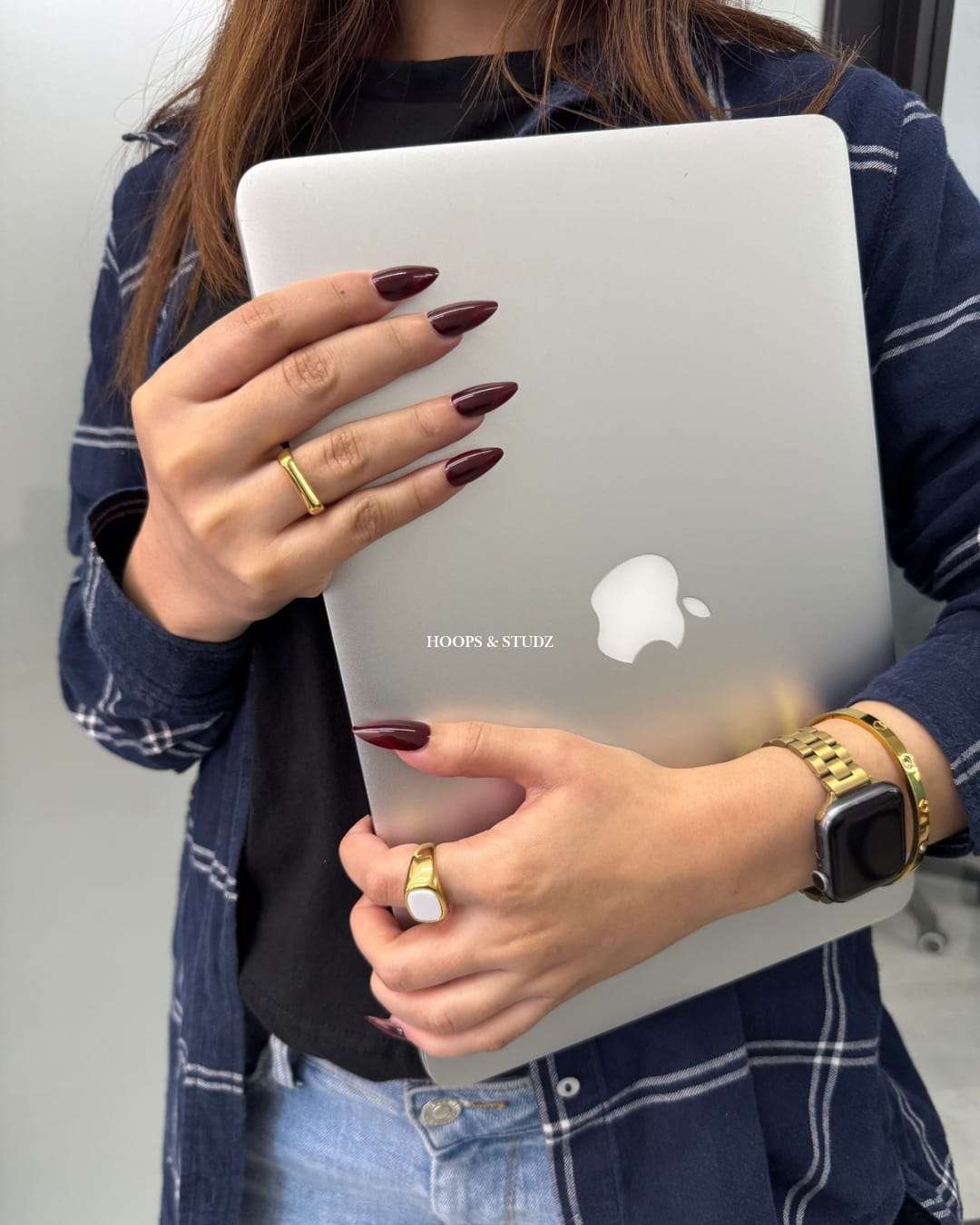 Glossy Almond Burgundy Press on Nails - N008