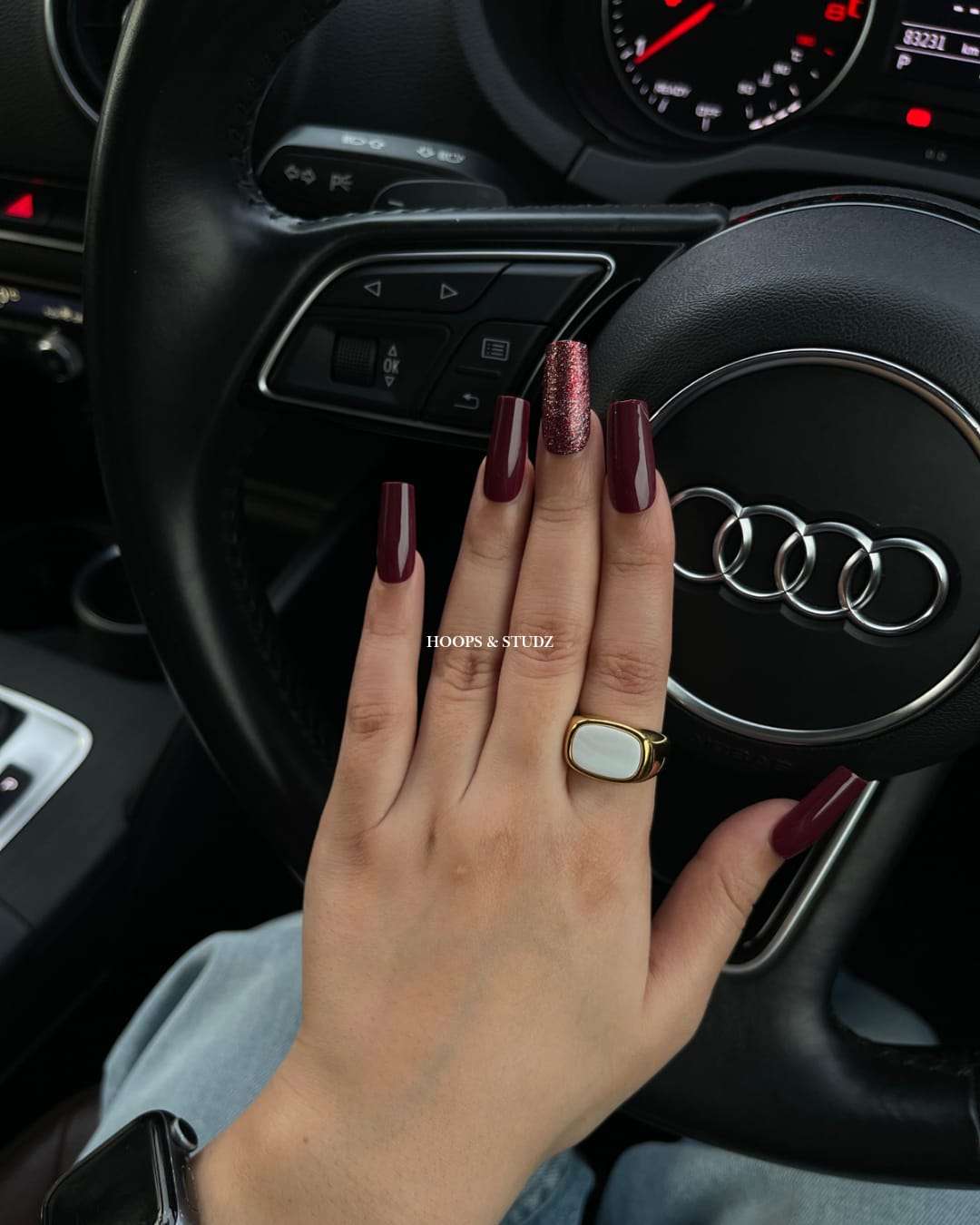 Long Square Magenta Press on Nails - N005