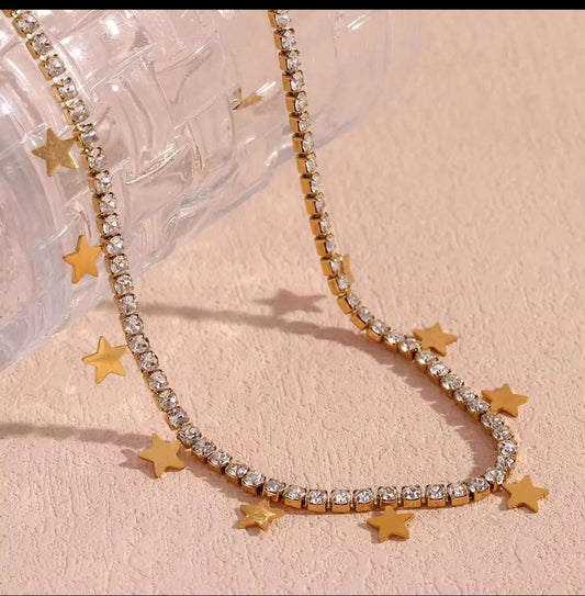 Stars and Galaxy Gold Plated Necklace