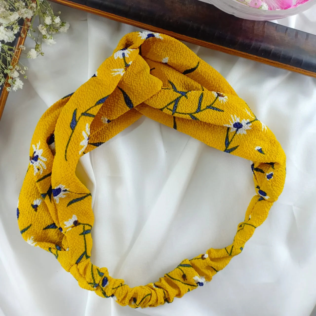 Hair Bandana Yellow Printed