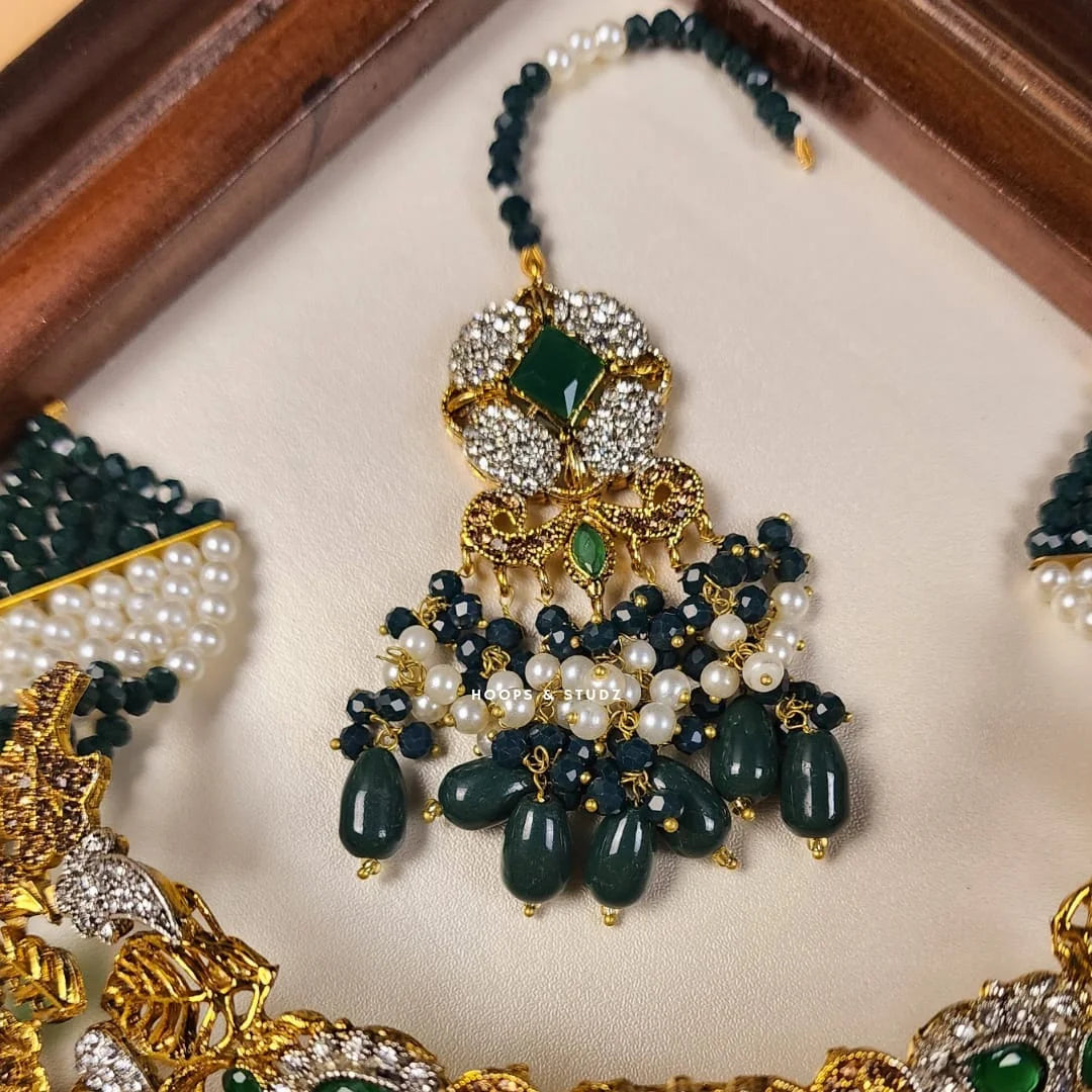 3D Barkha Bridal Set - Emerald Green