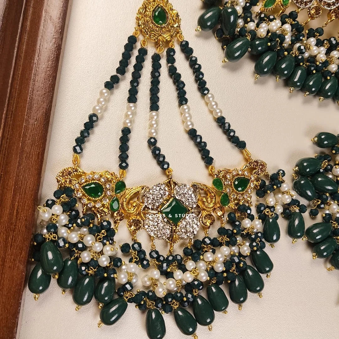 3D Barkha Bridal Set - Emerald Green