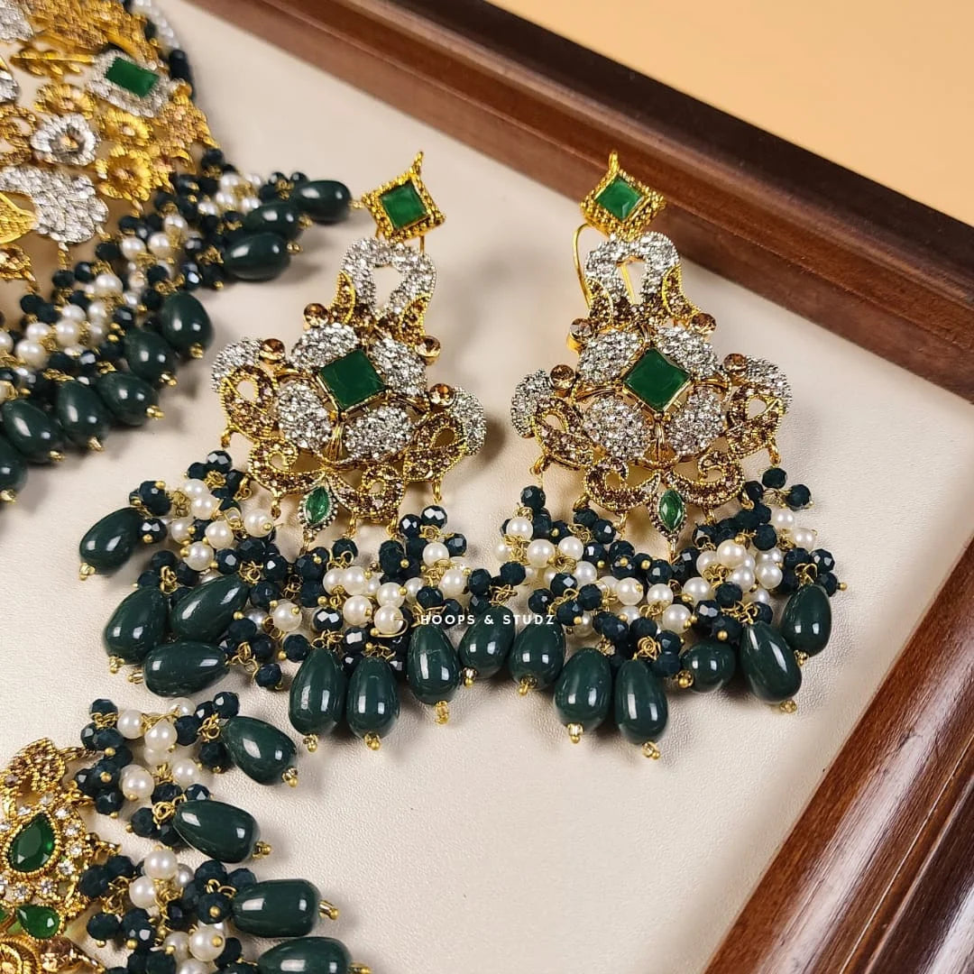 3D Barkha Bridal Set - Emerald Green