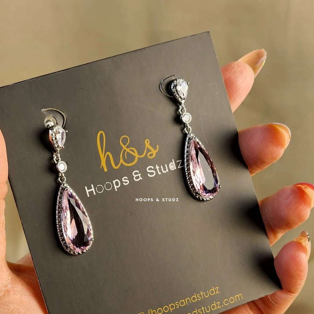 Pink Tassel Droplet Earrings
