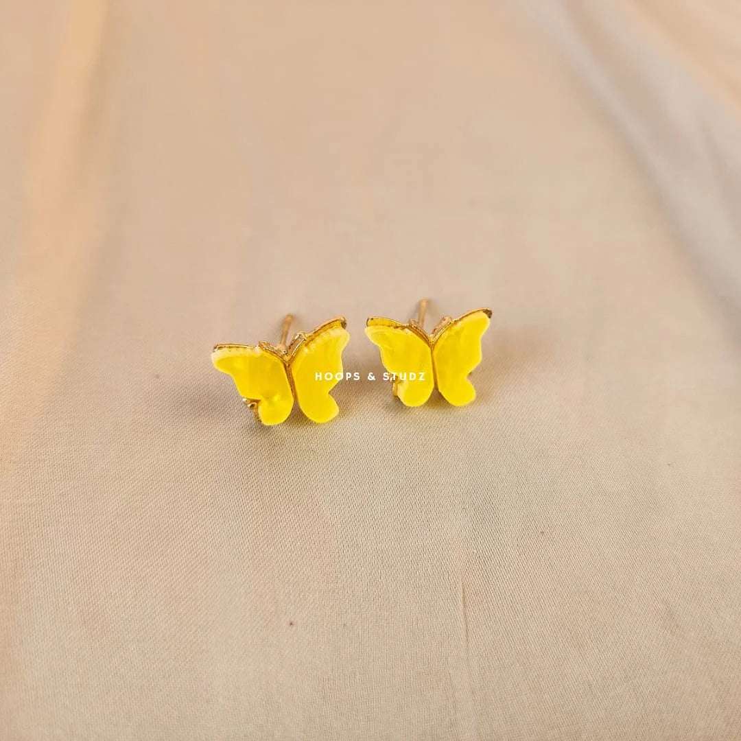 Butterfly Ear Studs- Yellow