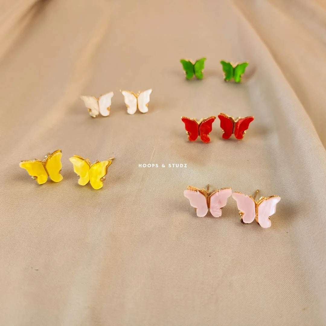 Butterfly Ear Studs - Baby Pink