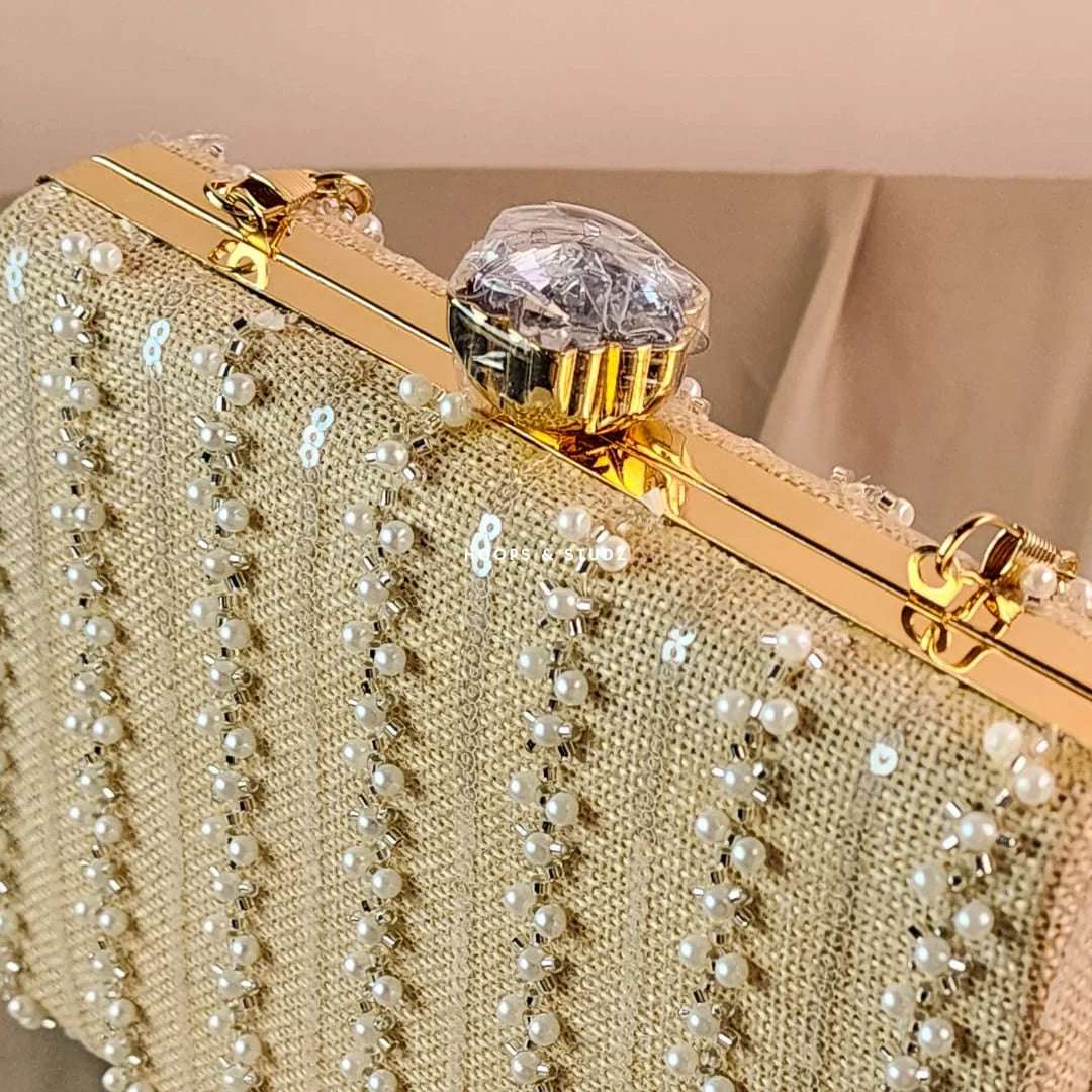 Chloe Women Clutch- Champagne