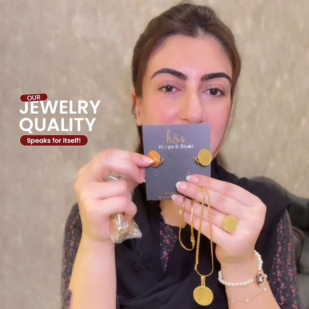 Dual Side Coin Locket Set - Anti Tarnish