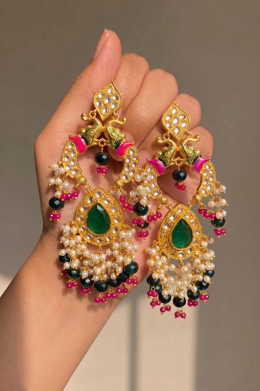 Lehna Peacock Jhumka
