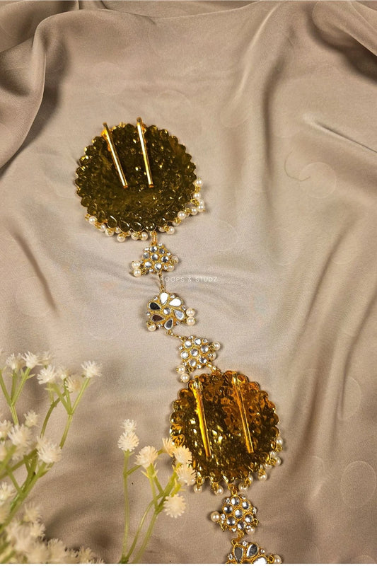 Kundan Mirror Hair Paranda Design 1