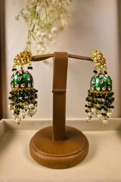 ShahNoor Jhumky Kundan Earrings | Meenakari Jewelry