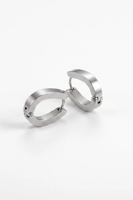 D Hoop Earrings - Silver