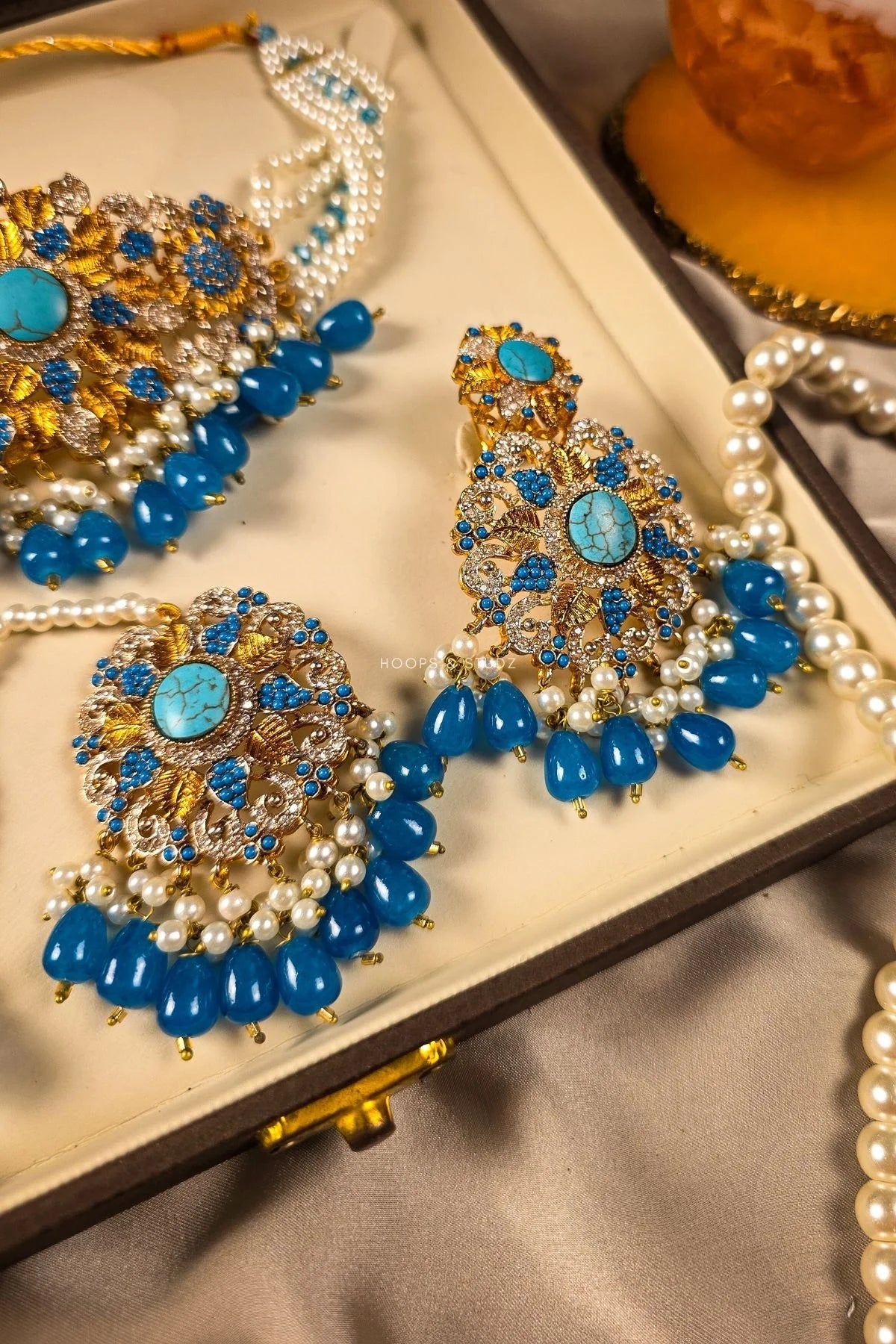 Nora - Kundan Choker Necklace Set - Ferozi