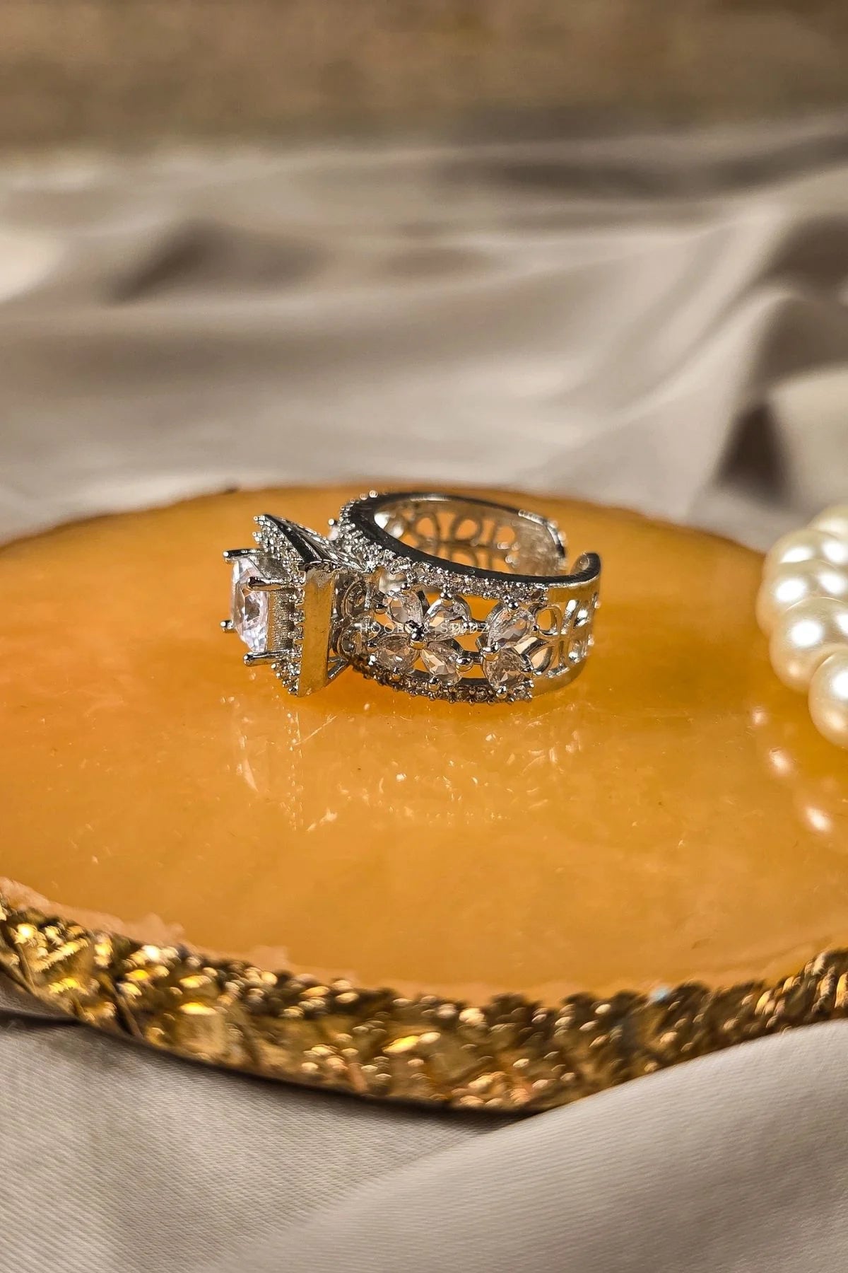 Emily Adjustable Zircon Ring - Crystal