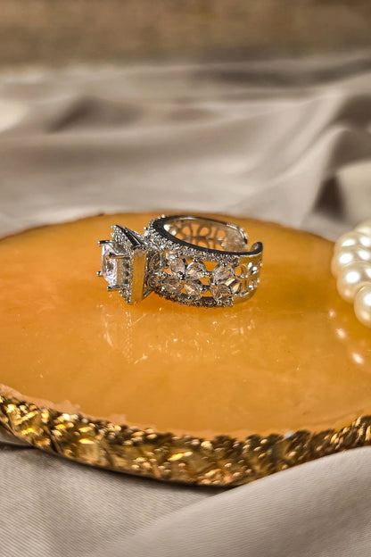 Emily Adjustable Zircon Ring - Crystal